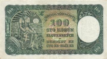 Szlovákia 1940. 100K T:III+ / Slovakia 1940. 100 Korun C:F+