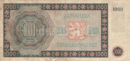Csehszlovákia 1945. 1000K T:III (papírhiány) / 
Czechoslovakia 1945. 1000K C:F (paper failure)