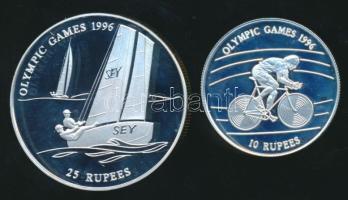 Seychelles-szigetek 1995-1996. 10R Ag + 25R Ag "XXVI. Nyári Olimpia" T:PP /  Seychelles 1995-1996. 10 Rupees Ag + 25 Rupees Ag "1996 Summer Olympic Games" C:PP