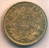 Franciaország/Második Császárság 1857A 20Fr Au 6,4516g "III. Napóleon" T:2-/3 k.
France/Se...