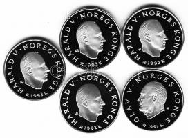 Norvégia 1991-1993. 50Kr Ag (6x) + 100Kr Ag (5x) "XVII. Téli Olimpia" gyűjtemény klf érmék...