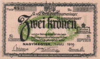 Nagymegyer/hadifogolytábor 1916. 2K sor-és sorszámmal T:I