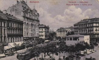 Budapest VIII. Kálvin tér Neuman László üzletével és villamosokkal (EB)