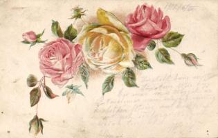 Floral litho Emb. greeting card