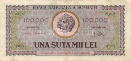 Románia 1947. 100.000L T:III+ Romania 1947. 100.000 Lei C:F+