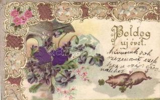 New Year Emb. litho silk card (EK)