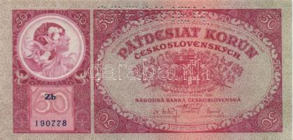 Csehszlovákia 1929. 50K "SPECIMEN" lyukasztással T:I- Czechoslovakia 1929. 50 Korun "SPECIMEN" perforation C:AU