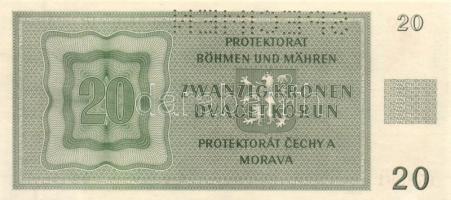 Német 3. Birodalom/Cseh-Morva Protektorátus/német megszállás 1944. 20K "SPECIMEN" perforác...