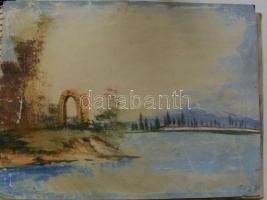 2 db jelzés nélküli akvarell  + vázlatfüzet 5 db szénrajzzal