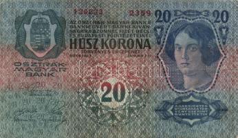 1913. 20K (2x) kétféle típus + 1914. 2K (3x) + 1915. 10K + 1918. 10.000K függőleges "Deutschöst...