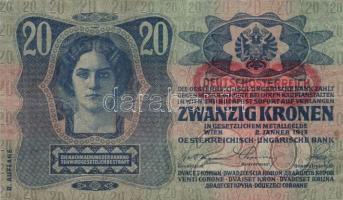 1913. 20K (2x) kétféle típus + 1914. 2K (3x) + 1915. 10K + 1918. 10.000K függőleges "Deutschöst...