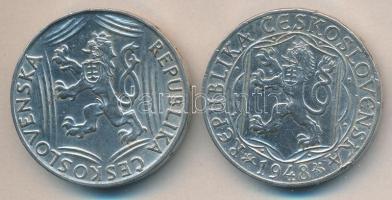 Csehszlovákia 1948. 100K Ag (2x) "Károly Egyetem évforduló" + "Függetlenség" T:2...