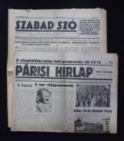 1937 Szabad Szó + Párisi Hírlap 2 db magyar emigrációs újság