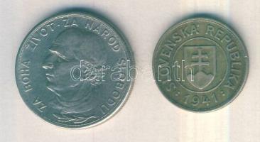 Szlovákia 1939. 5K + 1941. 1K T:2- 
Slovakia 1939. 5 Korun + 1941. 1 Korun C:VF