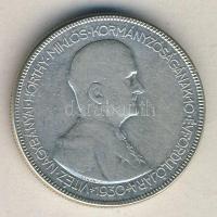 1930. 5P Ag "Horthy jobbra" T:3 ph