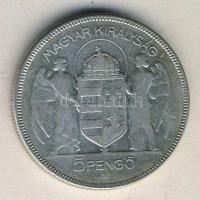 1930. 5P Ag "Horthy jobbra" T:3 ph.