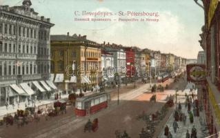 St Petersbourg Nevsky Prospect with tram