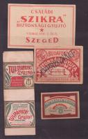 1890-1920 72 darabos, régi 95 %-ban háború előtti magyar és külföldi gyufacímke-gyűjtemény, igazi ri...
