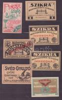 1890-1920 72 darabos, régi 95 %-ban háború előtti magyar és külföldi gyufacímke-gyűjtemény, igazi ri...