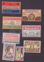 1890-1920 72 darabos, régi 95 %-ban háború előtti magyar és külföldi gyufacímke-gyűjtemény, igazi ri...