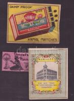 1890-1920 72 darabos, régi 95 %-ban háború előtti magyar és külföldi gyufacímke-gyűjtemény, igazi ri...