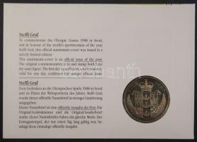 Niue 1987. 5$ "Steffi Graf" sorszámozott érmés borítékon elsőnapi bélyegzés, hátoldali ism...