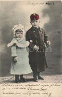 Boy soldier and girl