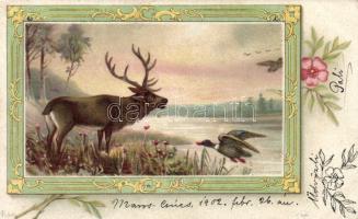 Deer, mallard litho