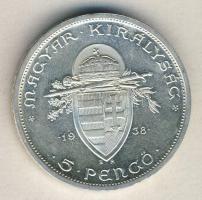 1938. 5P Ag "Szent István" T:1- apró ph.