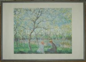 Claude Monet: Tavasz, reprodukció színes faléc keretben 73x54cm