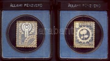 1979. "Nemzetközi Gyermekév" Ag bélyeg formájú emlékveret kettő különféle db,mindkettő ere...