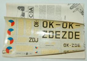 Aero-C3 típusú repülőgép makett minden darabbal, matricákkal és leírással eredeti dobozban