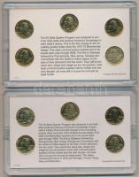USA 1999. 1/4$ (5x) 5klf aranyozott emlékpénz dísztokban ismertetővel + 2004. 1/4$ (5x) 5klf aranyoz...