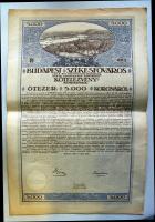 1918. "Budapest Székesfőváros" kötelezvénye 1000K-ról + 5000K-ról magyar és német nyelven