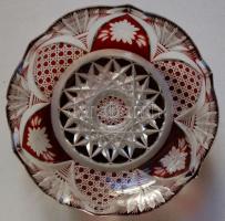 Dekoratív festett üveg tálka d:14cm