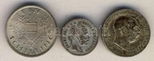 Ausztria 1872. 10Kr Ag + 1915. 1K Ag + 1926. 1Sch Ag T:3,2
Austria 1872. 10 Kreutzer Ag + 1915. 1 Co...