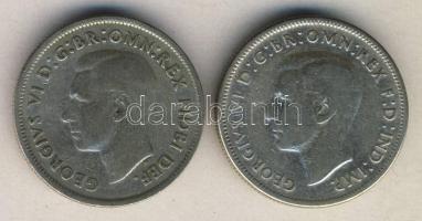 Ausztrália 1946-1952. 1Fl Ag (2x) T:3 
Australia 1951-57. 1 Florin Ag (2x) C:F