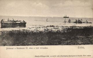 Siófok halászat; a háló behúzása