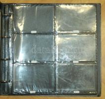 240 férőhelyes gyűrűs képeslap album műanyag lapokkal, fogóval (öntapadós árcédulákkal felcimkézve)