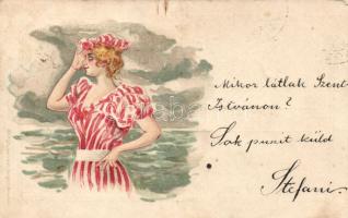 1899 Beach, lady litho