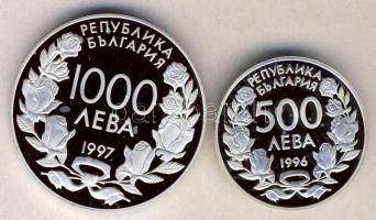 Bulgária 1995. 500L Ag "Labdarúgás" + 1000L Ag "Labdarúgó VB 1998" T:PP / Bulgaria 1995. 500 Leva Ag "Soccer" + 1000 Leva Ag "World Cup Soccer France 1998" C:PP