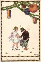 Easter, Child couple, ball litho, artist signed