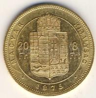 1875KB. 8Ft Au "Középcímer" (6.45g) T:2 /  Hungary 1875. 8 Forint-20 Frank Au "Franz Joseph I" Kremnitz (6.45g) C:XF