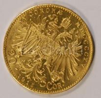 Ausztria 1915. 20K Au "Ferenc József" (6.77g) utánveret T:1- / 
Austria 1915. 20 Kronen Au...