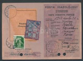 1944 UPU fényképes postai igazolójegy fénykép nélkül / UPU postal ID