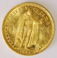 1898KB. 20K Au "Ferenc József" (6.77g) T:2 /  Hungary 1898. 20 Kronen Au "Franz Joseph I" Kremnitz (6.77g) C:XF