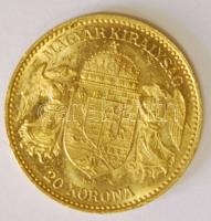 1898KB. 20K Au "Ferenc József" (6.77g) T:2 / 
Hungary 1898. 20 Kronen Au "Franz Josep...