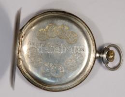 cca 1900 Svájci ezüst zsebóra működő óraszerkezettel de hiányzó mutatókkal és üveggel / Swiss silver...