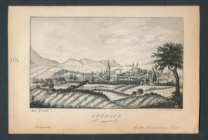 4 db  Magyarországi városképes metszet, rézkarc / Hungary 4 etchings