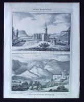 4 db  Magyarországi városképes metszet, rézkarc / Hungary 4 etchings